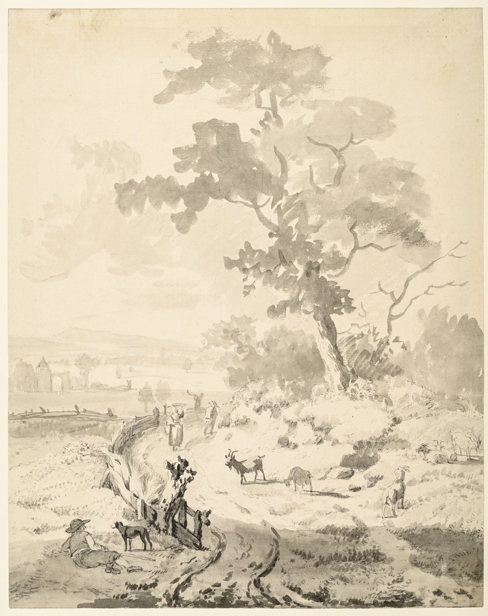 Paisagem com grande árvore de Balthasar Paul Ommeganck