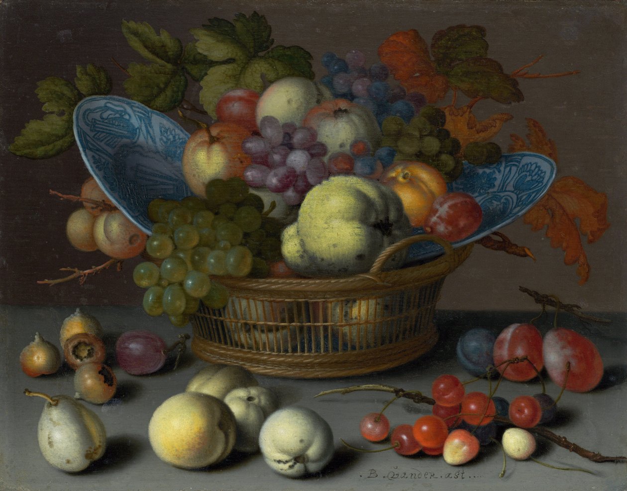 Cesto de Frutos, c. 1622 (óleo sobre painel) de Balthasar van der Ast