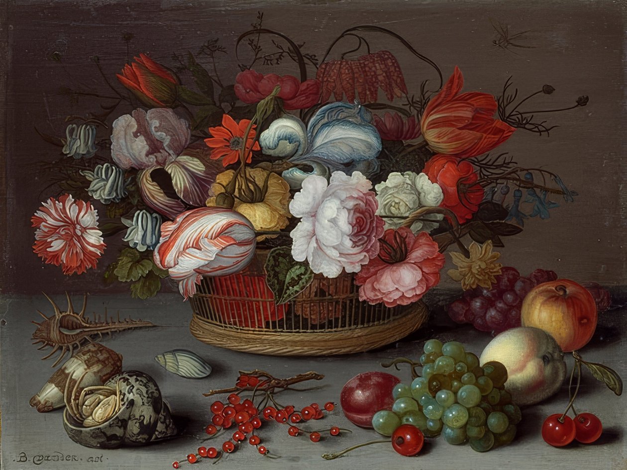Cesta de flores. Por volta de 1622 de Balthasar van der Ast