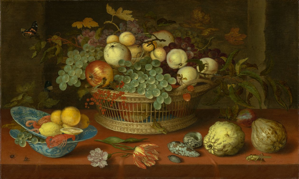 Ainda vida com cesta de frutas, 1622 de Balthasar van der Ast