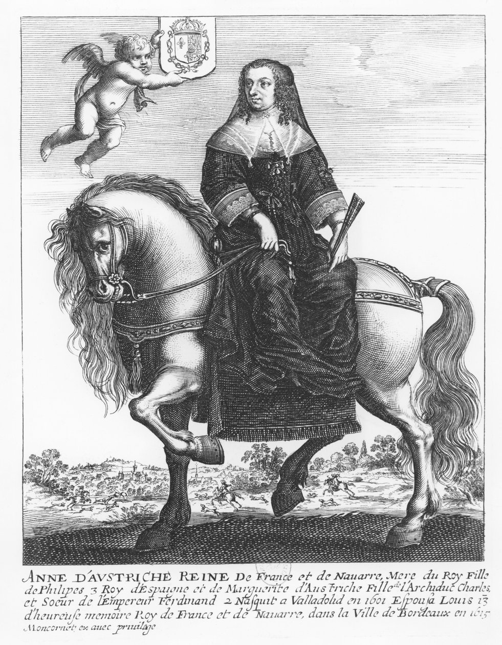 Retrato equestre de Ana da Áustria de Balthazar Moncornet