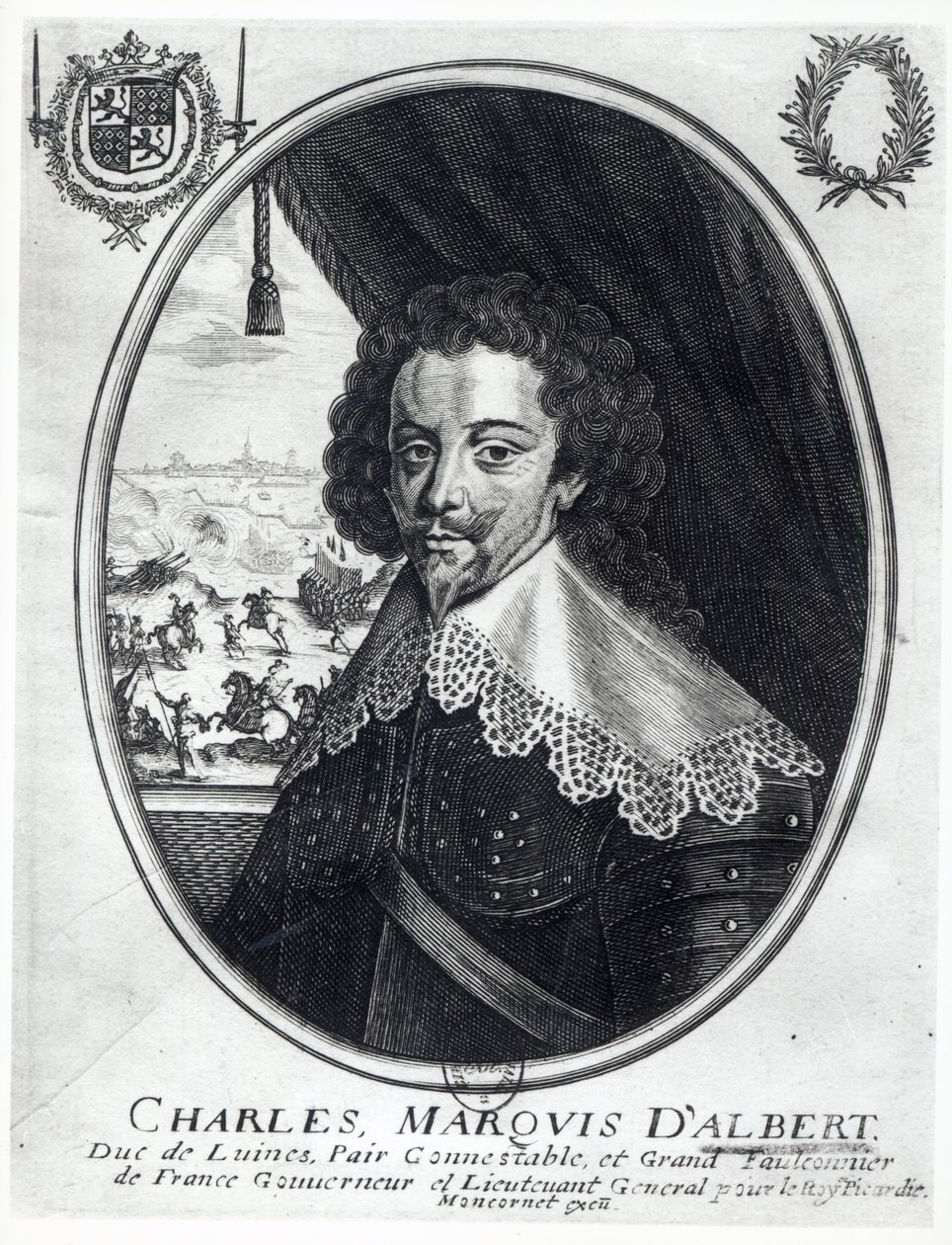 Charles de Luynes (1578-1621) Albert Marquis (gravura) (foto bw) de Balthazar Moncornet