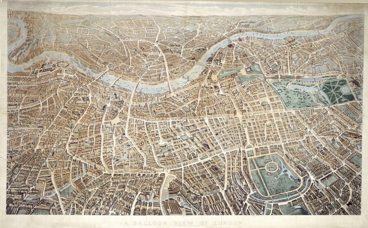 Uma vista de balão de Londres como visto de Hampstead de Banks and Co Effingham
