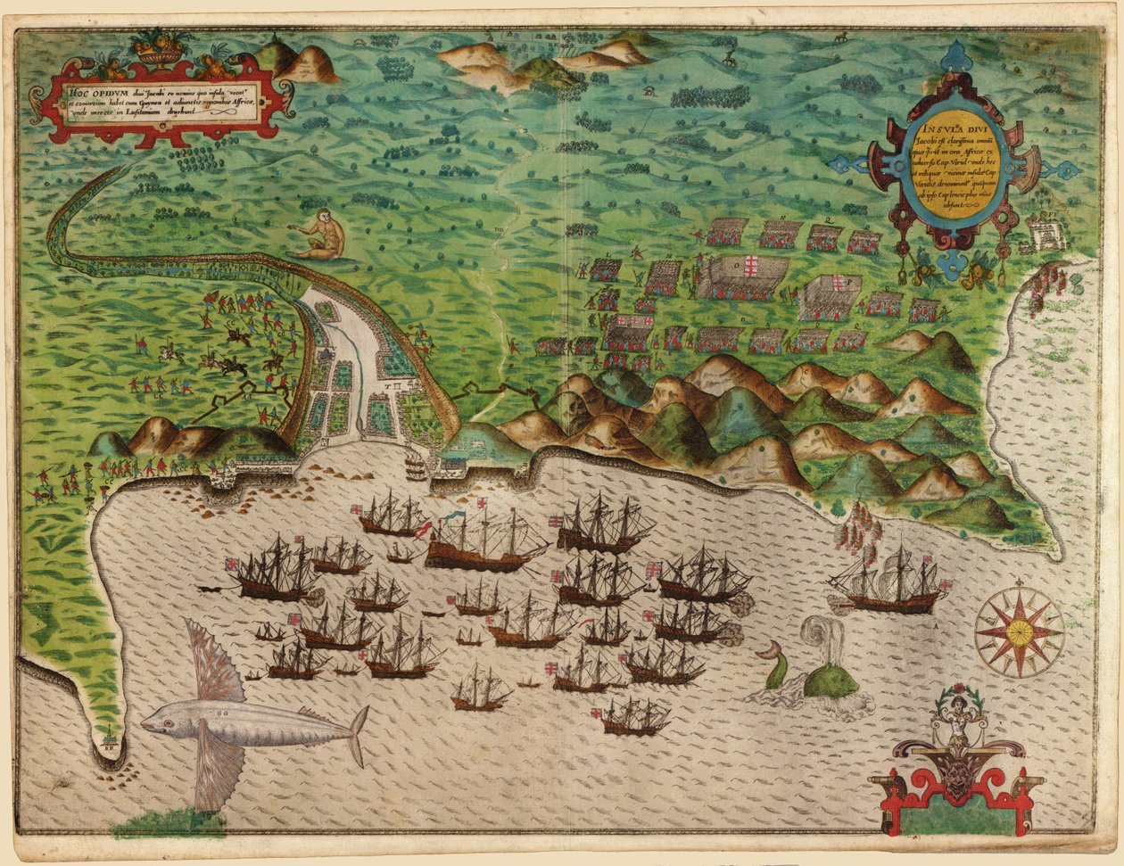 Captura de Santiago em Cabo Verde, 1585 de Baptista Boazio