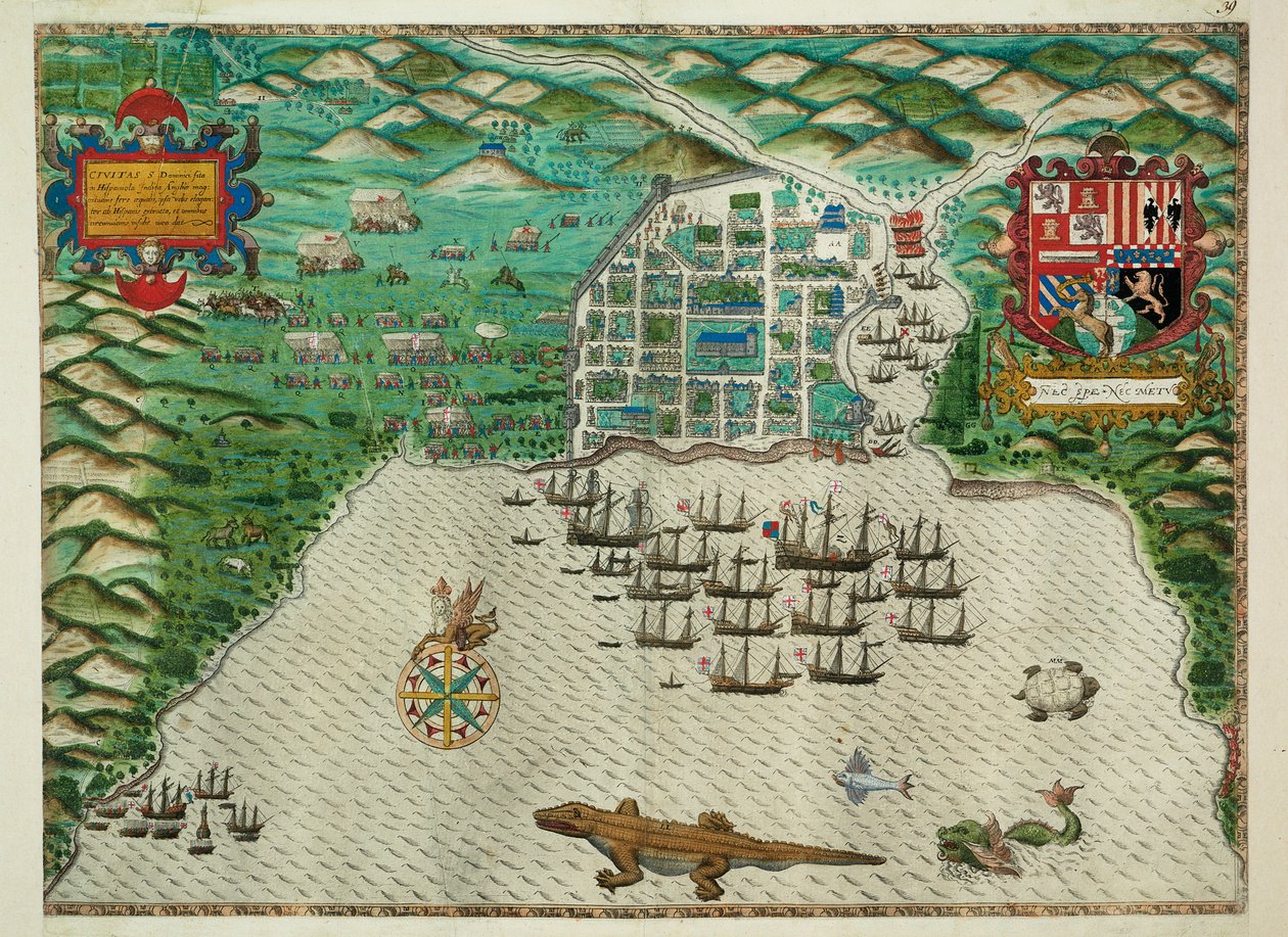 Mapa de Santo Domingo de Baptista Boazio