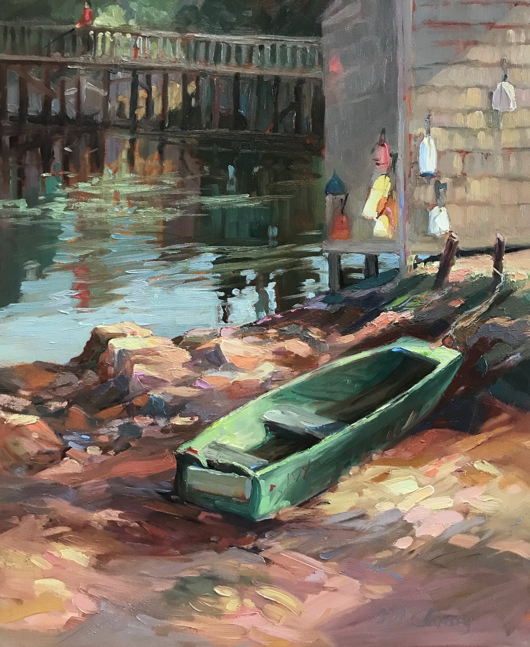 Boathouse 2 Maine, c.1980-95 (óleo sobre tela) de Barbara Cleary