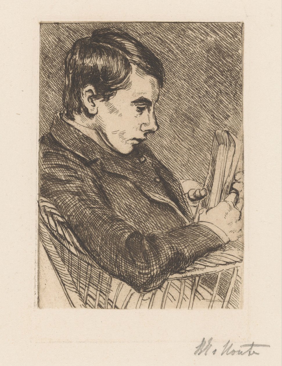 Retrato de H. W. Mouton com livro de Barbara Elisabeth van Houten (signed by artist)