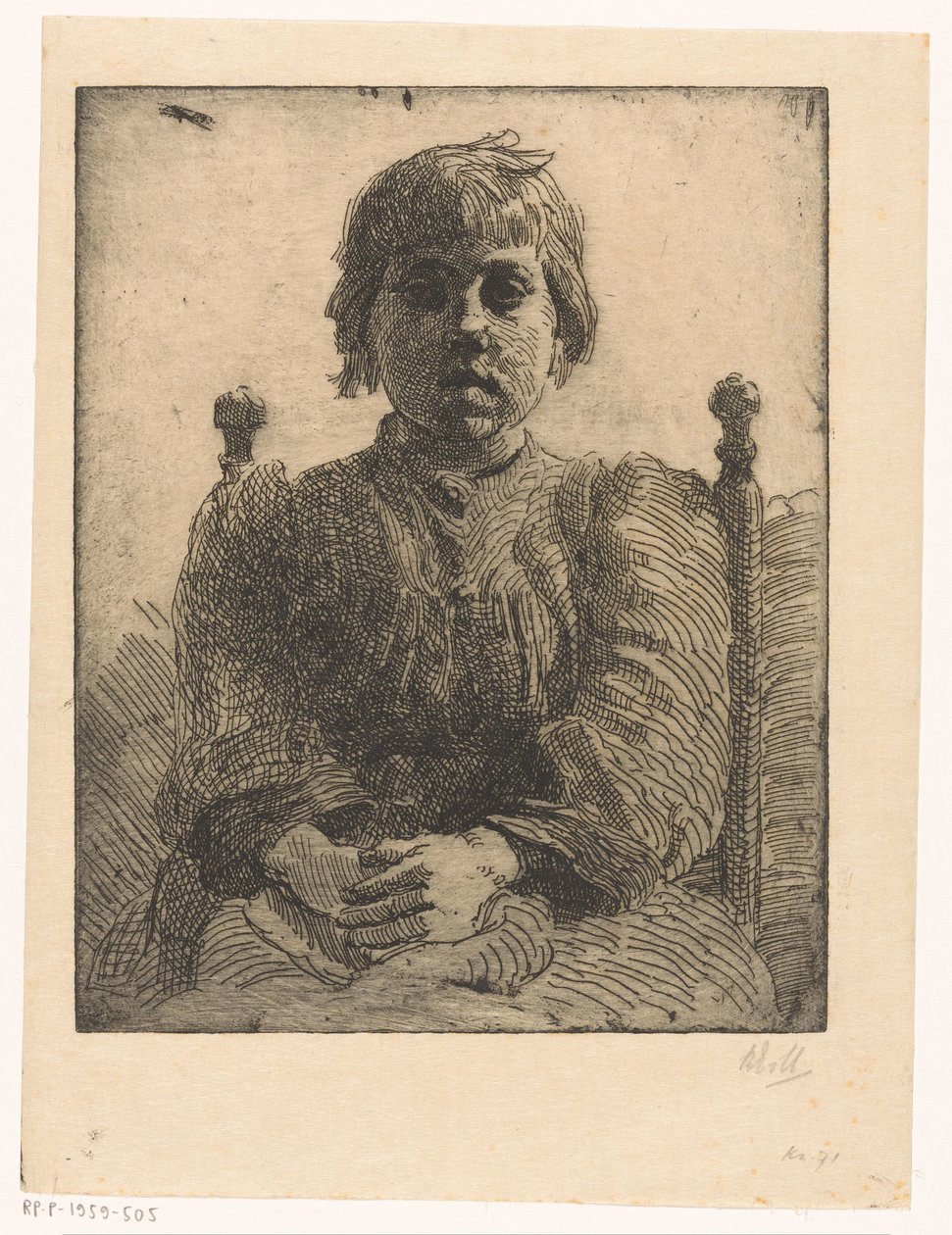 Retrato de uma rapariga desconhecida de Barbara Elisabeth van Houten (signed by artist)