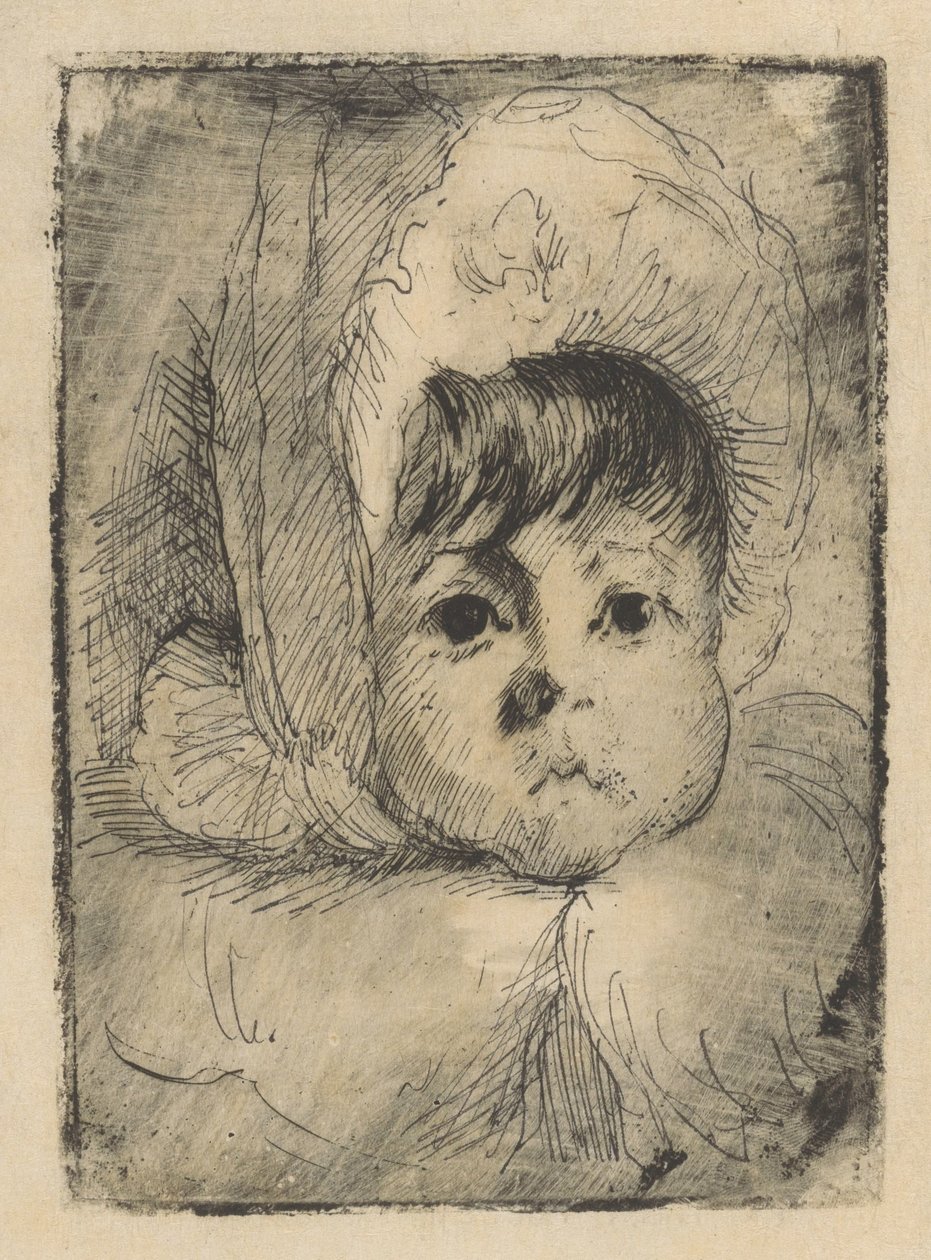 Retrato de Elizabeth Mouton quando criança com capuz na cabeça de Barbara Elisabeth van Houten