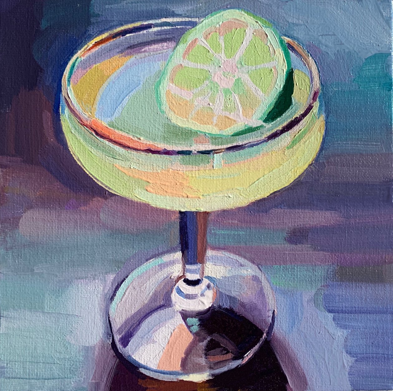 Cocktail 5, 2019 (óleo a bordo) de Barbara Hoogeweegen
