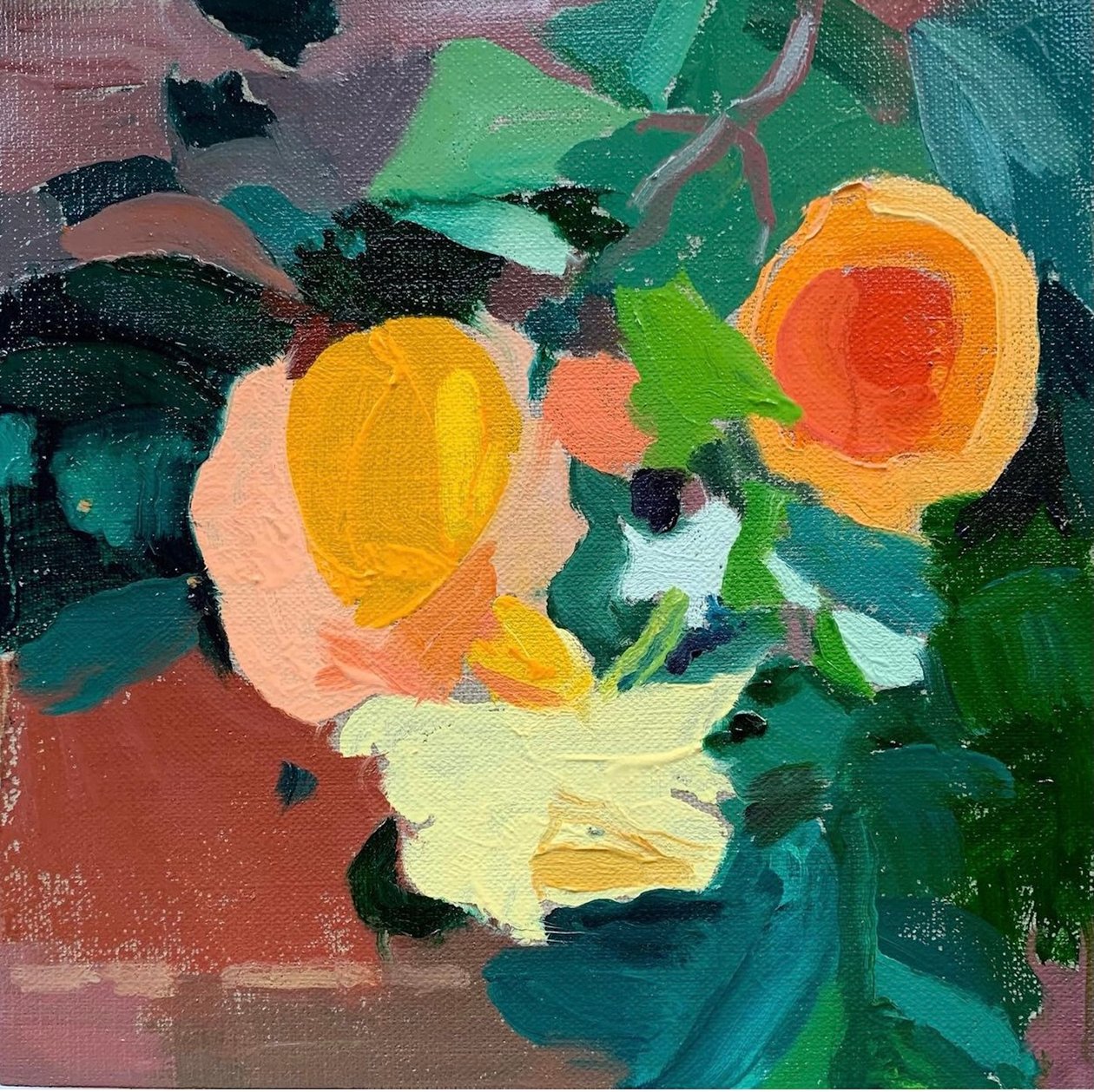 Rosa do Verão passado, 2021 (óleo sobre tábua de lona) de Barbara Hoogeweegen