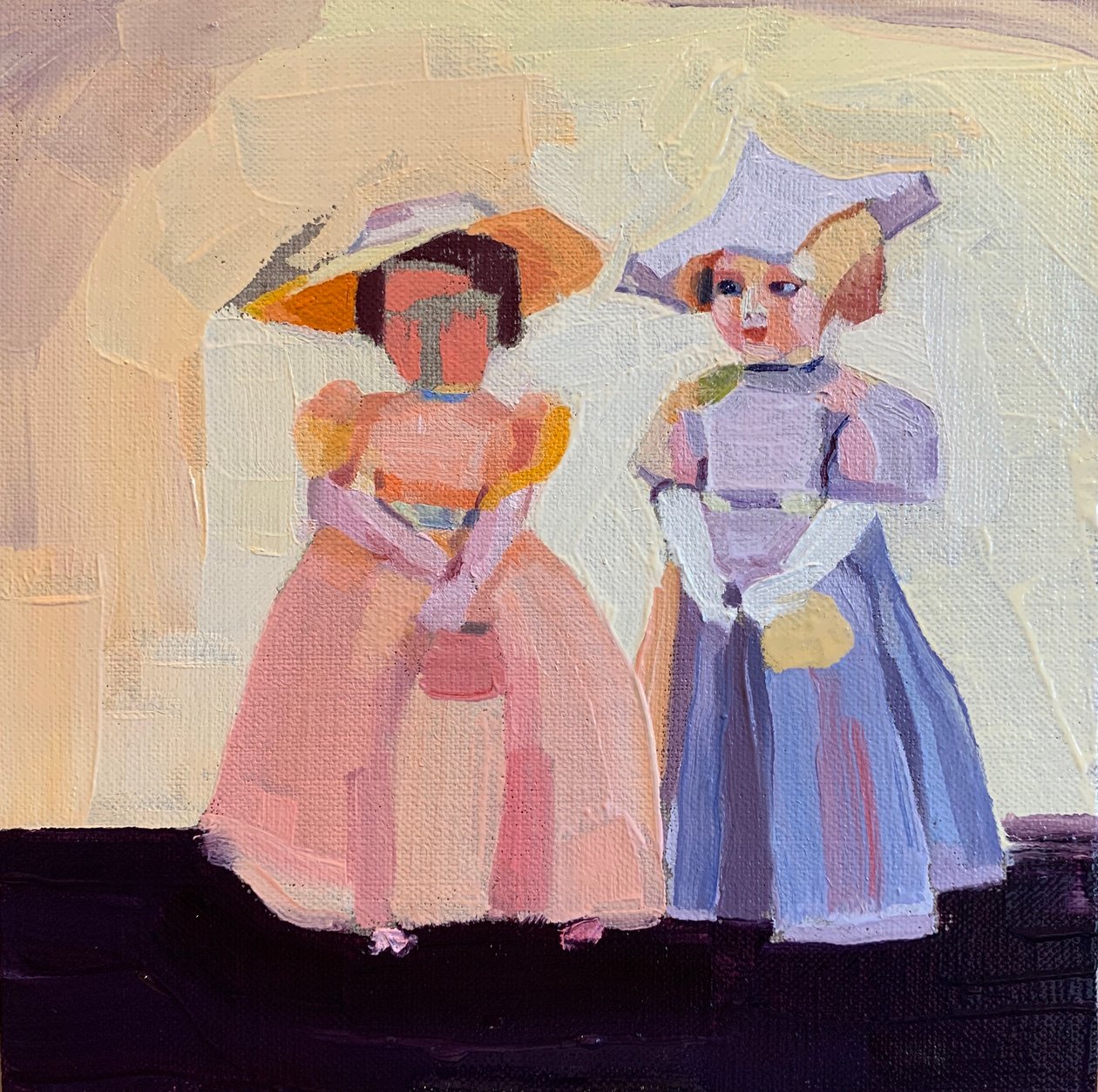 Deixar a casa de bonecas, 2020 (óleo sobre tela de linho) de Barbara Hoogeweegen