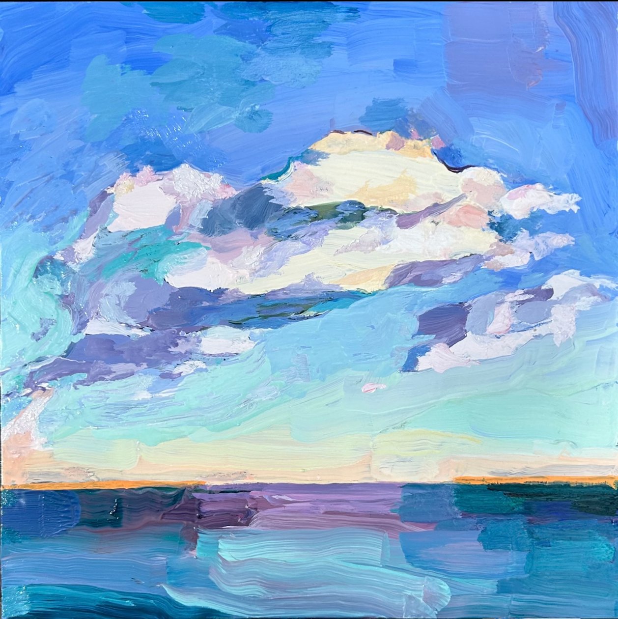 Céu, 05/06/2024 (óleo sobre vidro) de Barbara Hoogeweegen