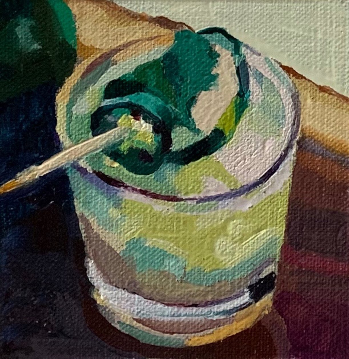 cocktail 2, 2019 (óleo a bordo) de Barbara Hoogeweegen
