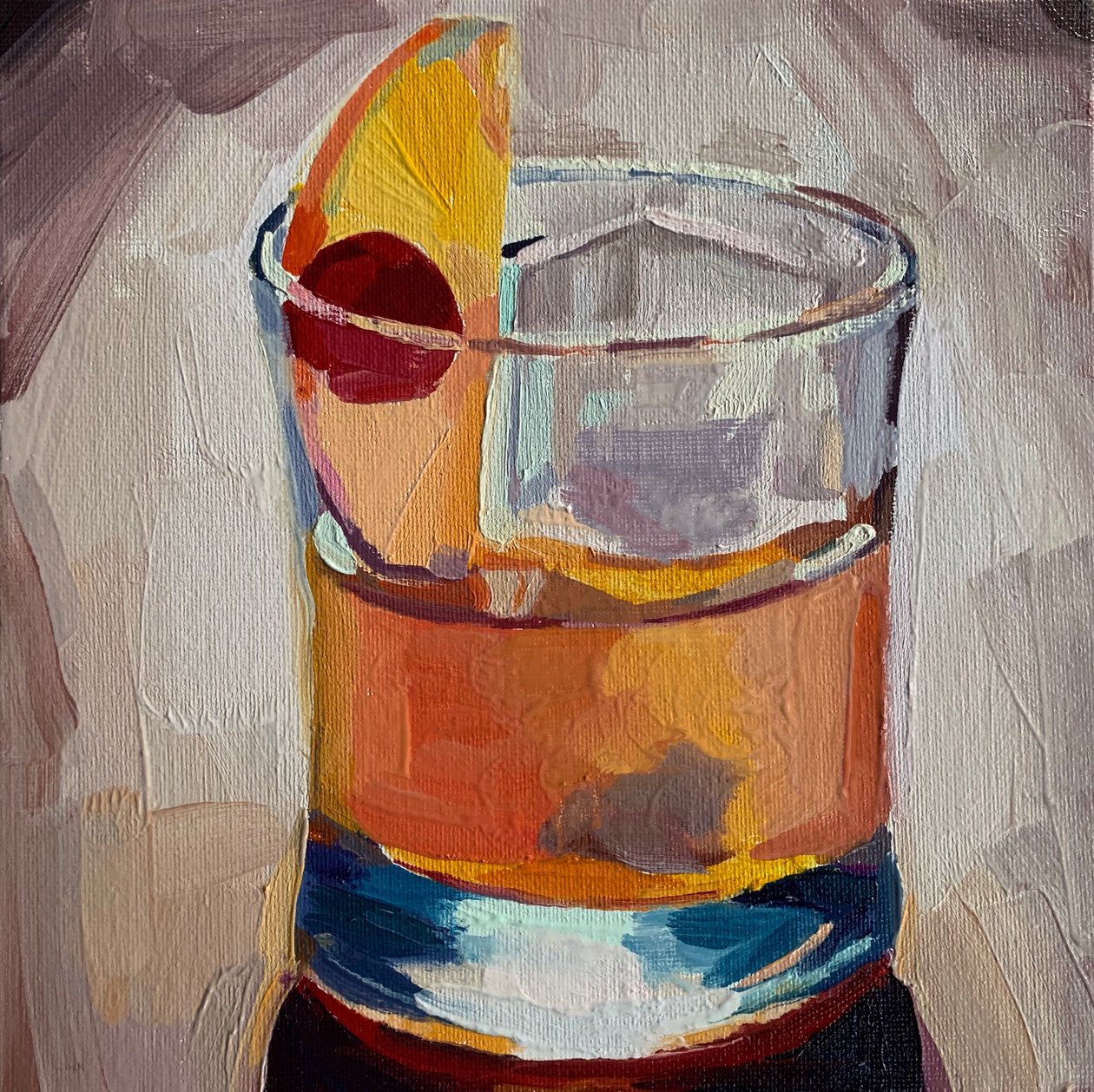 cocktail 4, 2019 (óleo a bordo) de Barbara Hoogeweegen