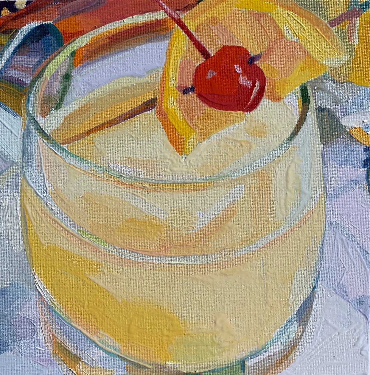 cocktail 7, 2019 (óleo a bordo) de Barbara Hoogeweegen