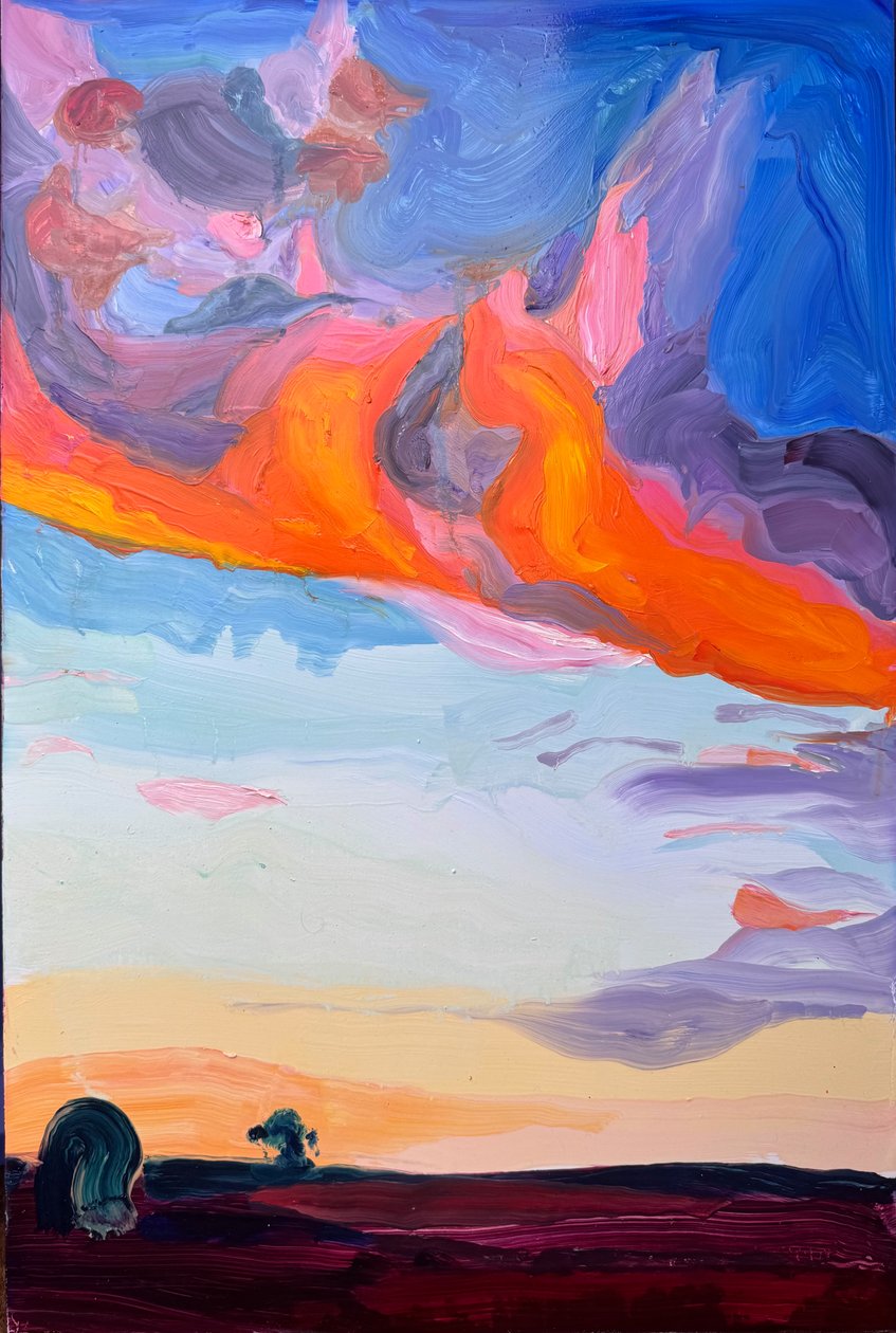 standing alone, 2024, óleo sobre painel de Barbara Hoogeweegen