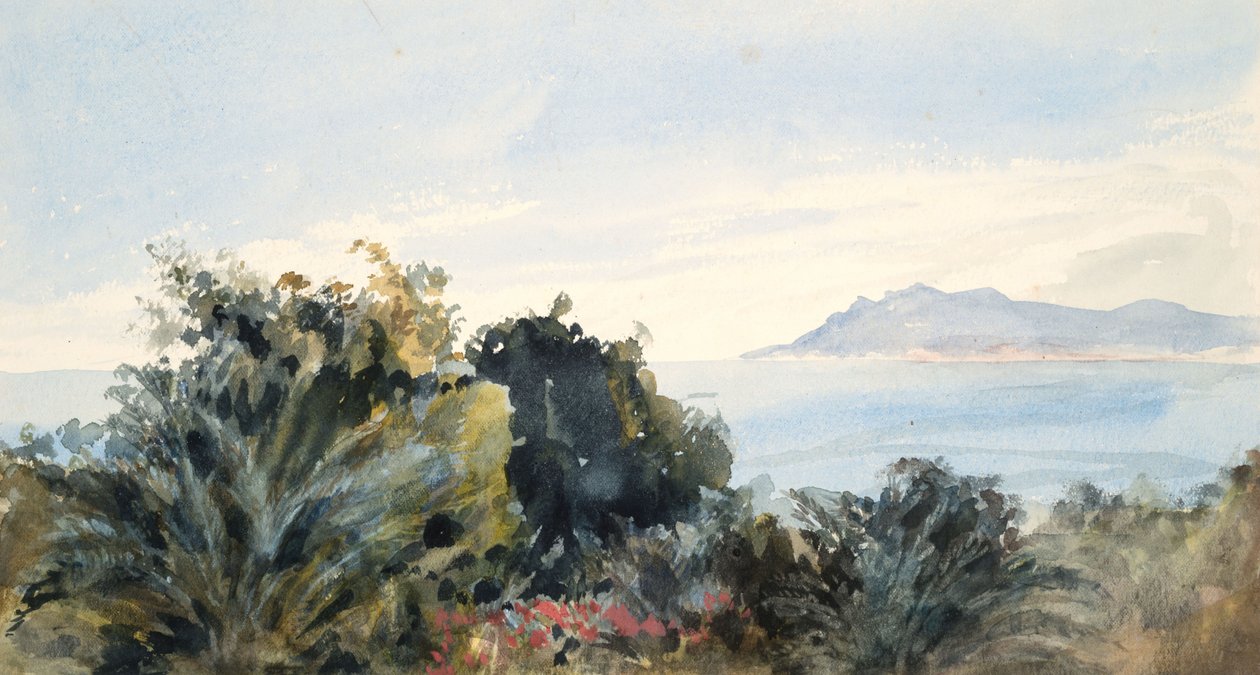 Paisagem com corpo de água (aguarela sobre papel tecido) de Barbara Leigh Smith Bodichon