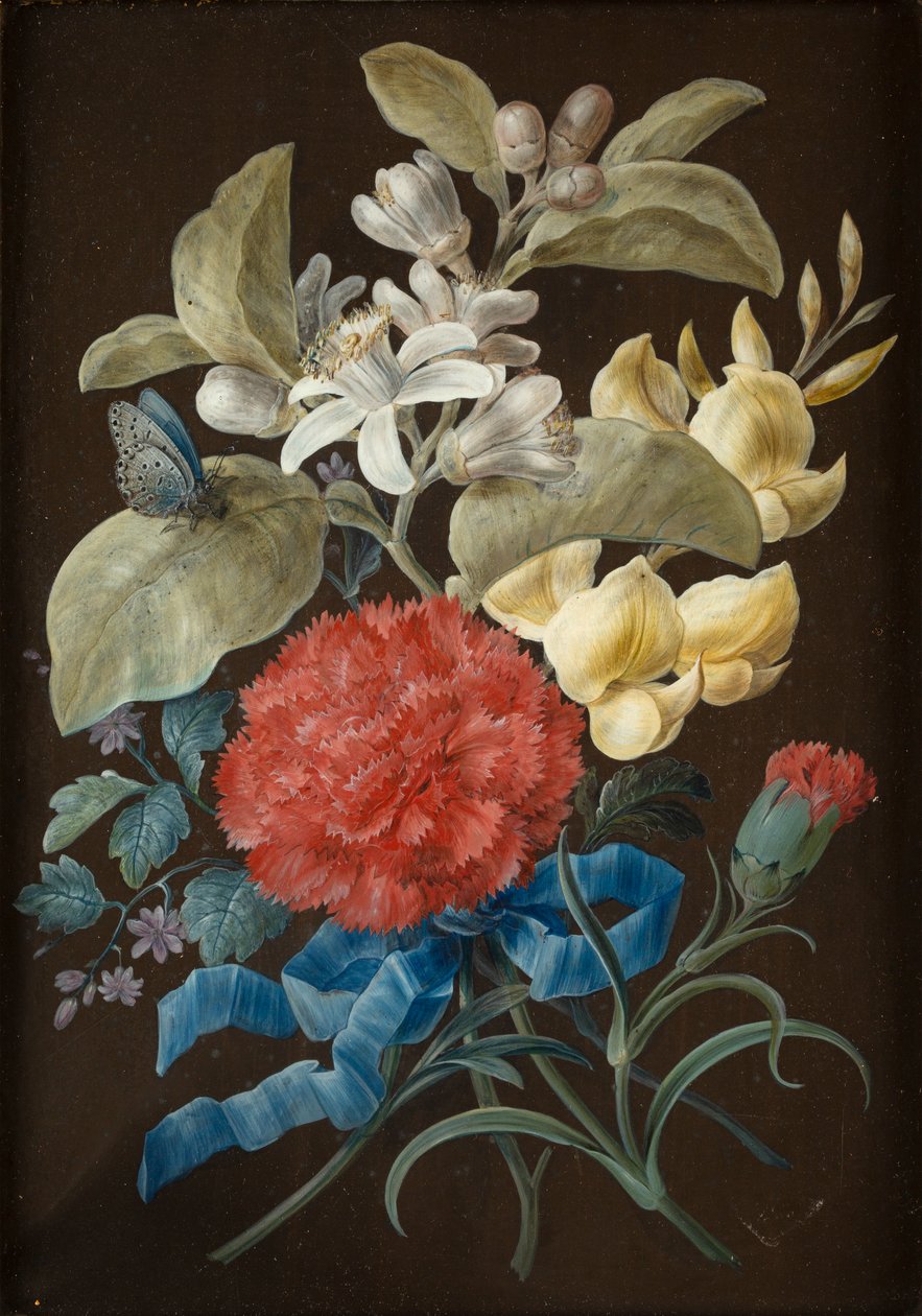 Conjunto de quatro naturezas-mortas com borboletas (guache sobre papel colocado para painel) de Barbara Regina Dietzsch