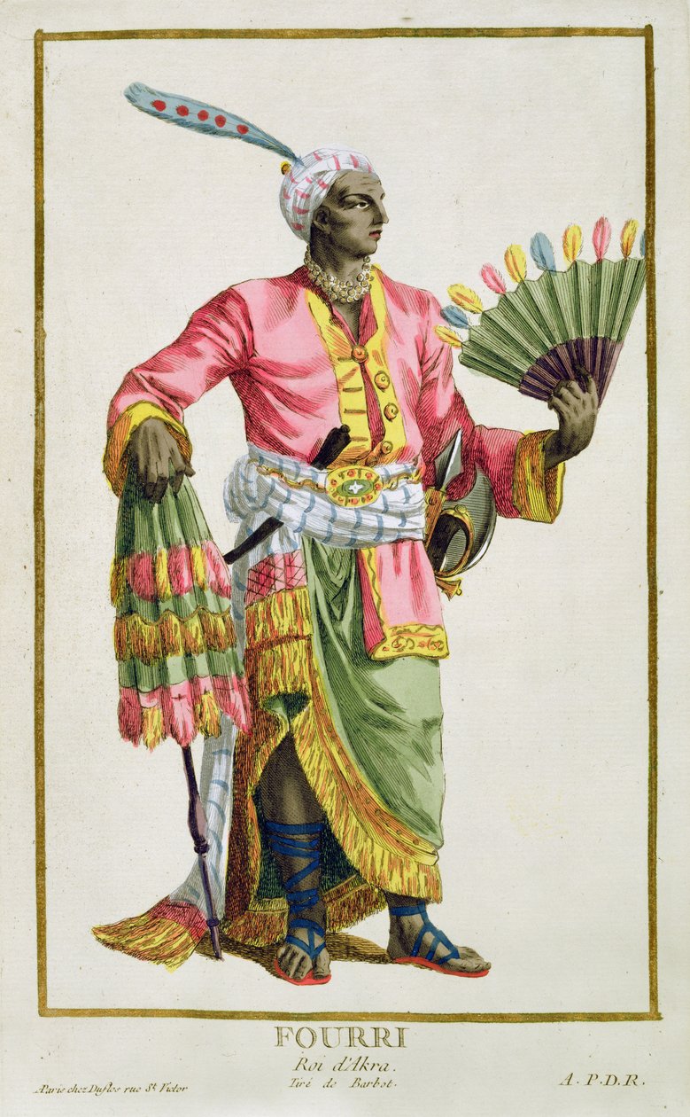 Fourri, rei de Akkra, gravado por Pierre Duflos (1742-1816), 1780 (gravura em cobre) de Barbot