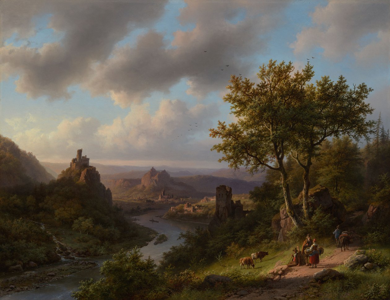 Paisagem fluvial montanhosa de Barend Cornelis Koekkoek