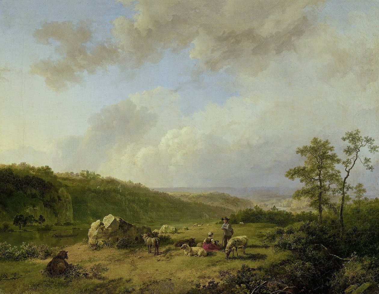 Paisagem com uma tempestade de chuva ameaçadora de Barend Cornelis Koekkoek