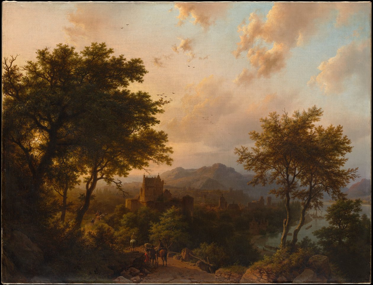 Pôr do sol no Reno de Barend Cornelis Koekkoek