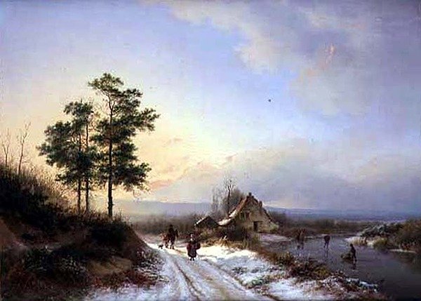 Winter Landscape (óleo sobre tela) de Barend Cornelis Koekkoek