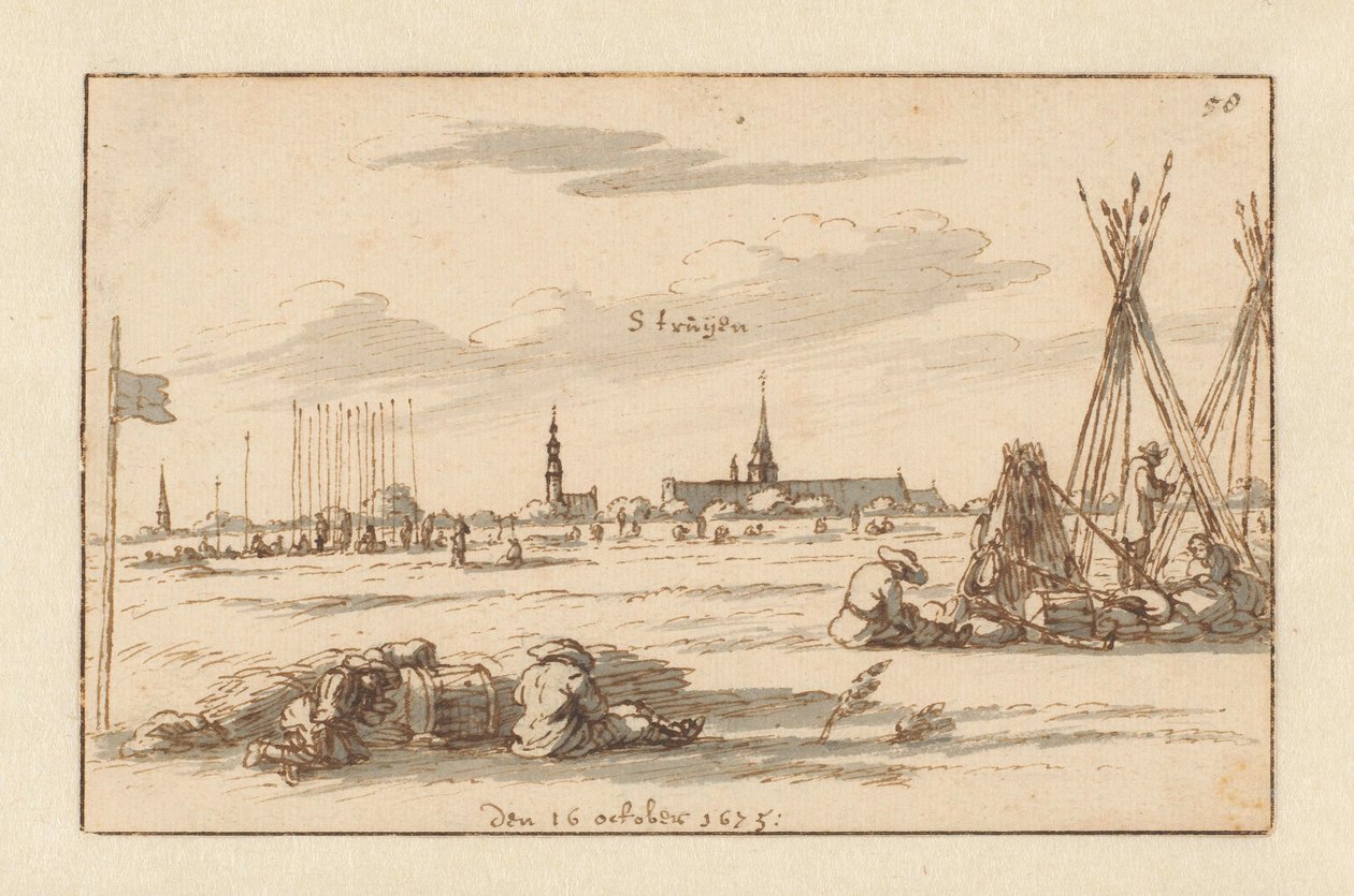 Acampamento do Exército de Willem III perto de Sint-Truiden, Limburgo de Barend Klotz (attributed to)