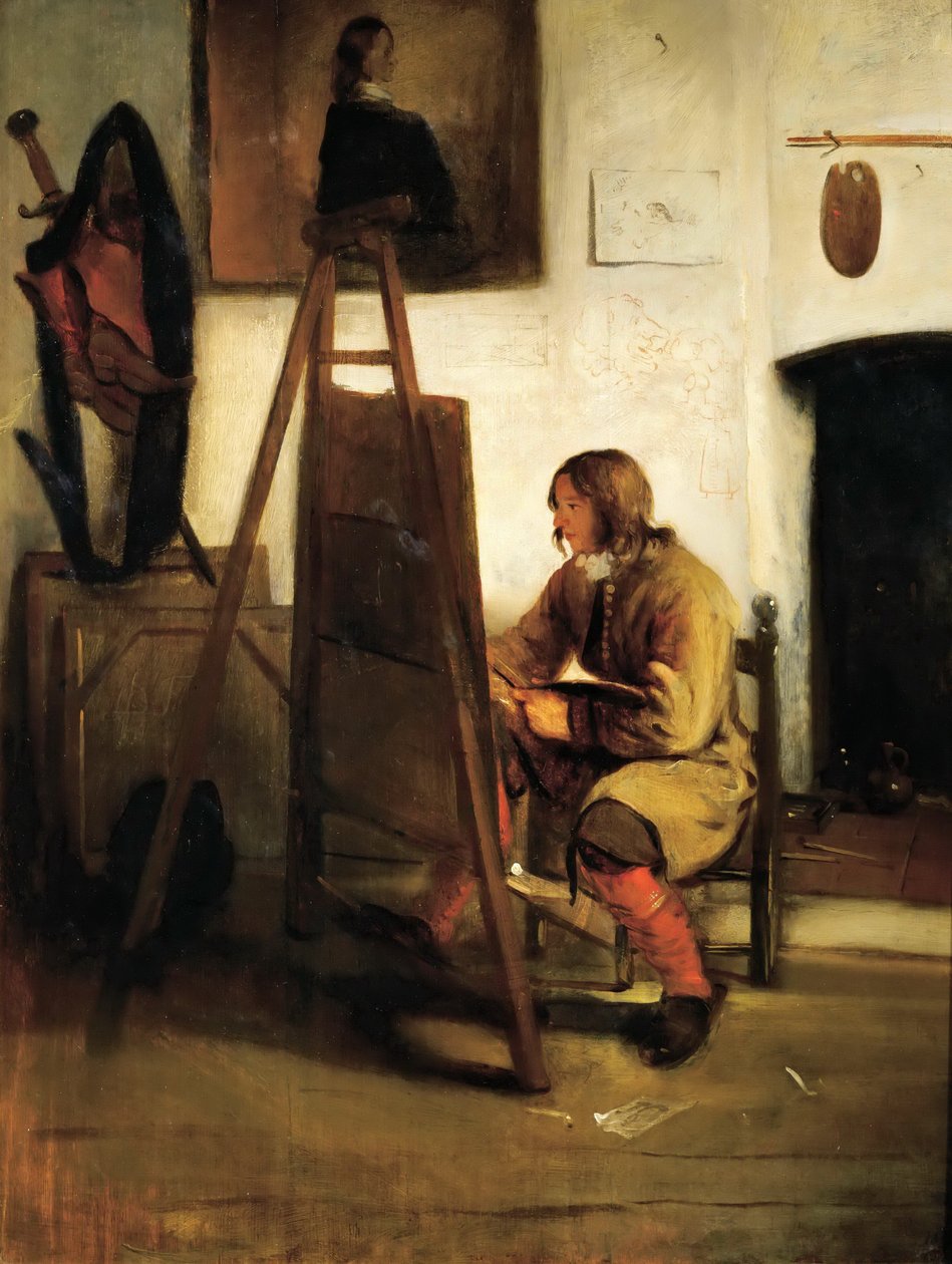 Lnl, jovem pintor em um estúdio de Barent Fabritius