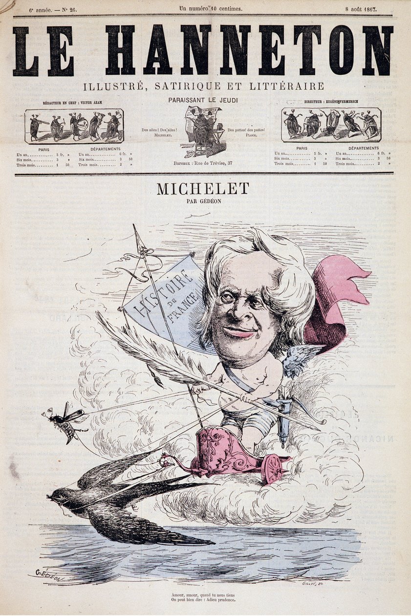 Cartoon Jules Michelet - por Gedeon em "Le Hanneton" 08/08/1867 de Baril Gedeon