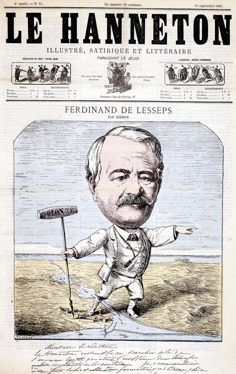 Ferdinand de Lesseps - por Gédéon, em "Le Hanneton" de 12/09/1867 de Baril Gedeon