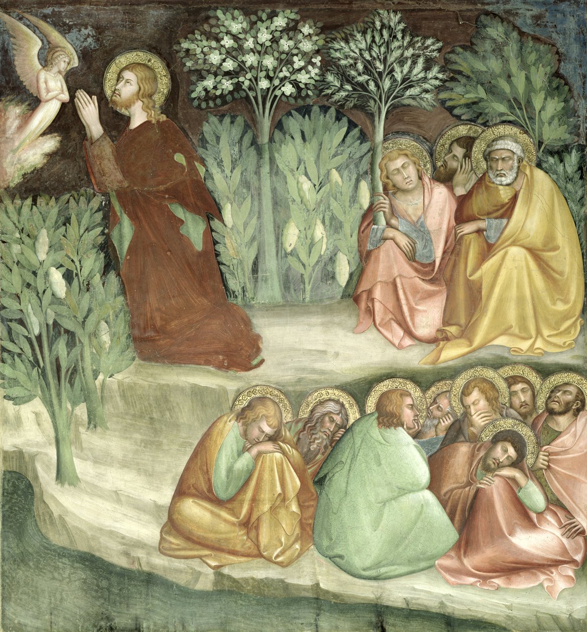 Cristo no Jardim do Getsêmani, de uma série de cenas do Novo Testamento de Barna da Siena