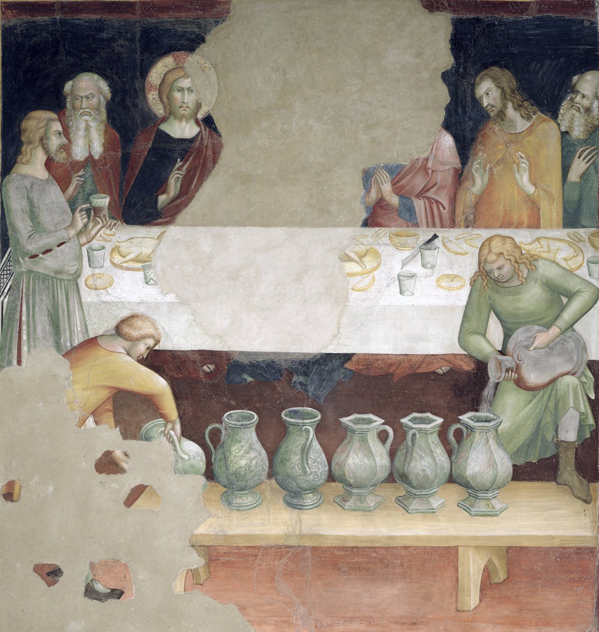 O casamento em Caná, de uma série de cenas do Novo Testamento de Barna da Siena