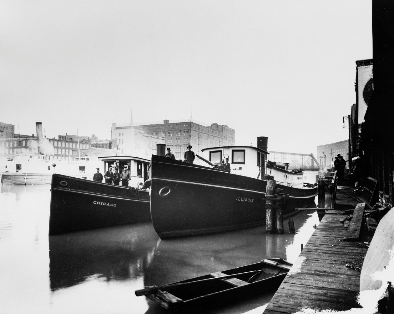 Chicago e Illinois fireboats, Chicago, Illinois, EUA, c.1905 (foto a p/b) de Barnes and Crosby