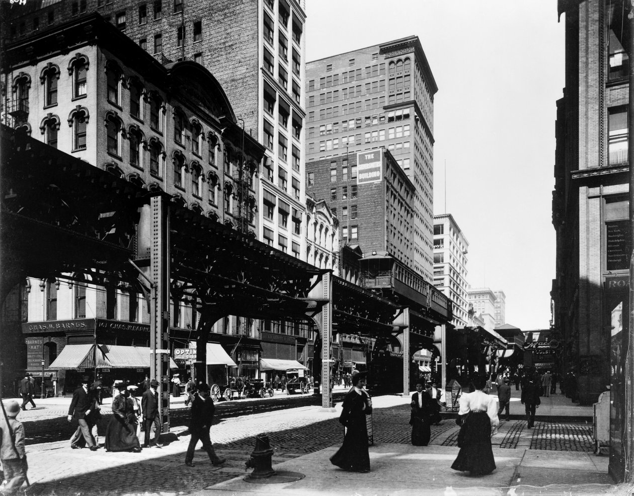 Pistas elevadas na Wabash Avenue, Chicago, Illinois, EUA de Barnes and Crosby