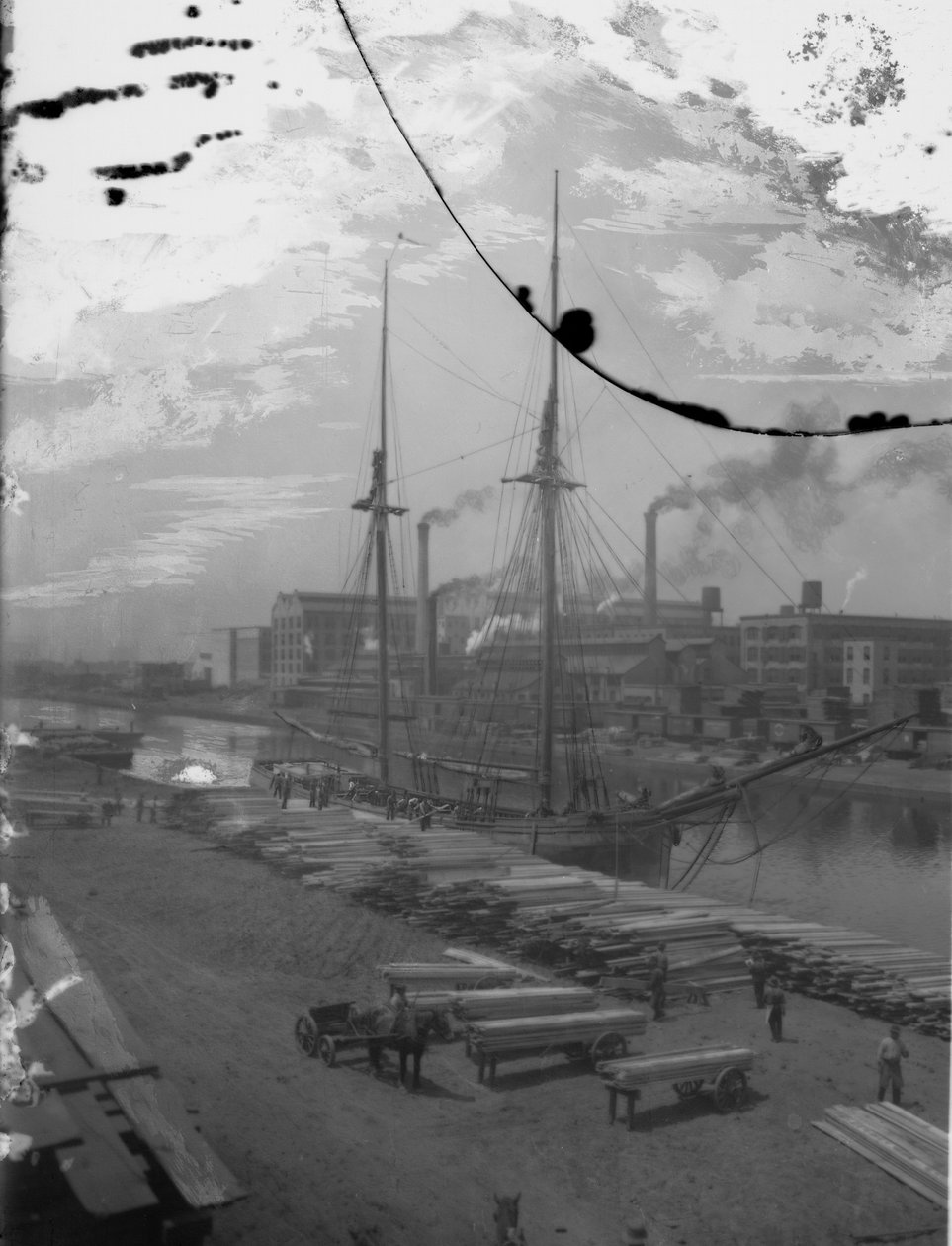 Escuna de madeira no rio Chicago, Chicago, Illinois, EUA de Barnes and Crosby