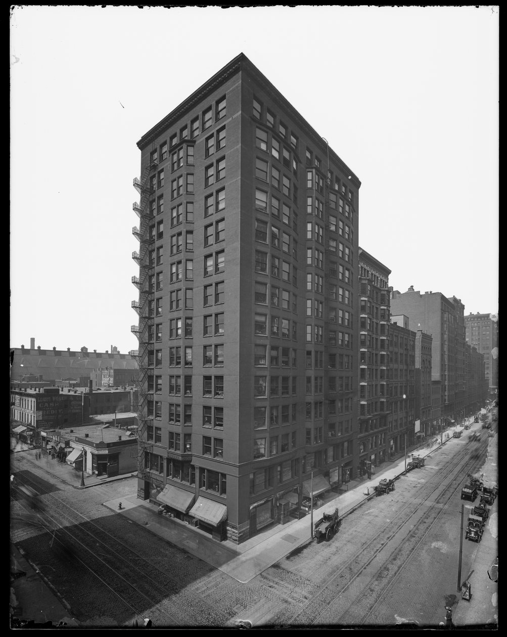 Edifício Pontiac, Chicago, Illinois, EUA, c.1891 (foto a p/b) de Barnes and Crosby
