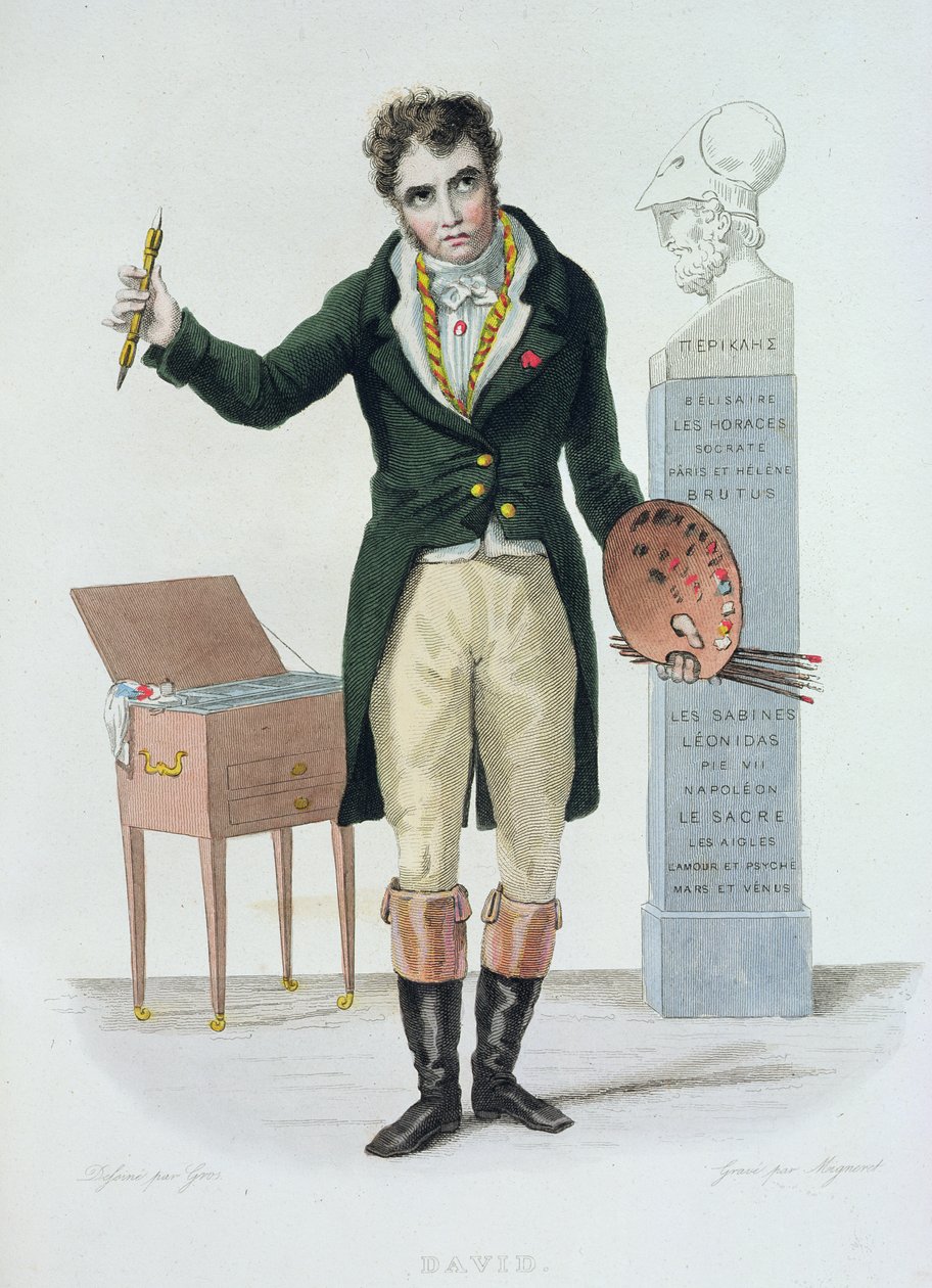 Jacques Louis David (1771-1835), ilustração para &39;O francês Plutarco&39; por E. Mennechet, 1835 (gravura de cor) de Antoine Jean Gros