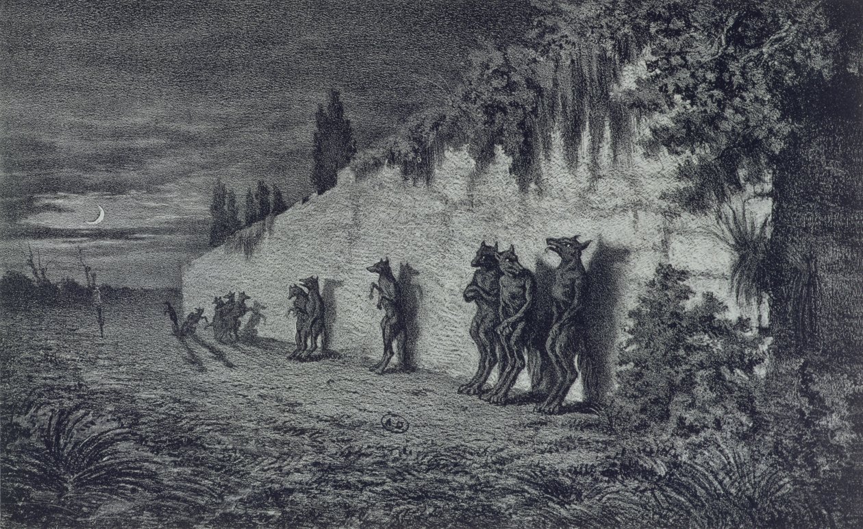 Lobisomens, ilustração para &39;Legendes Rustiques&39; por George Sand (1804-76) 1858 de Maurice Sand