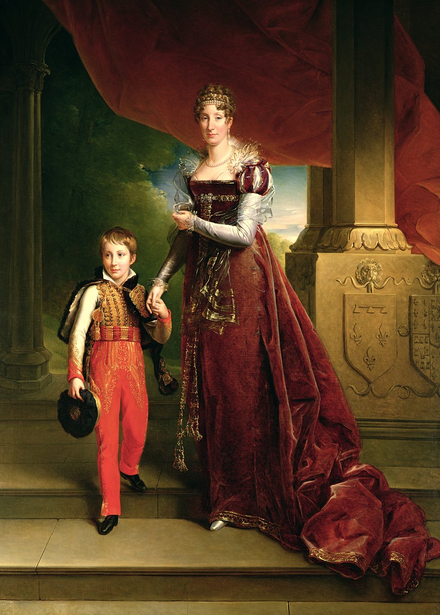 Marie Amelie de Bourbon (1782-1866) Duquesa de Orleans e seu filho, o príncipe Ferdinand (1810-1842) Duque de Chartres de Baron François Pascal Simon Gérard