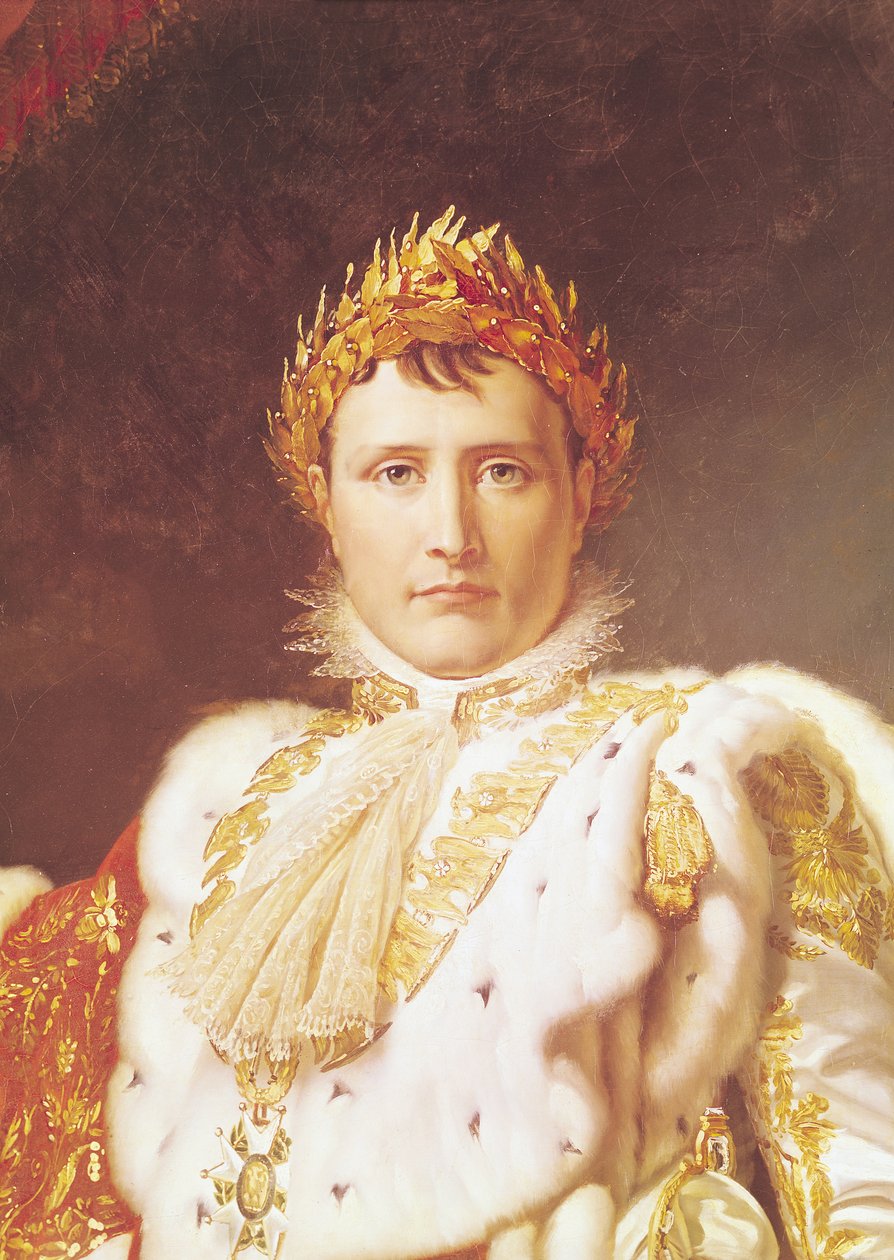 Napoleão I (1769-1821) em vestes de coroação, c.1804 (detalhe de 57327) de Baron François Pascal Simon Gérard