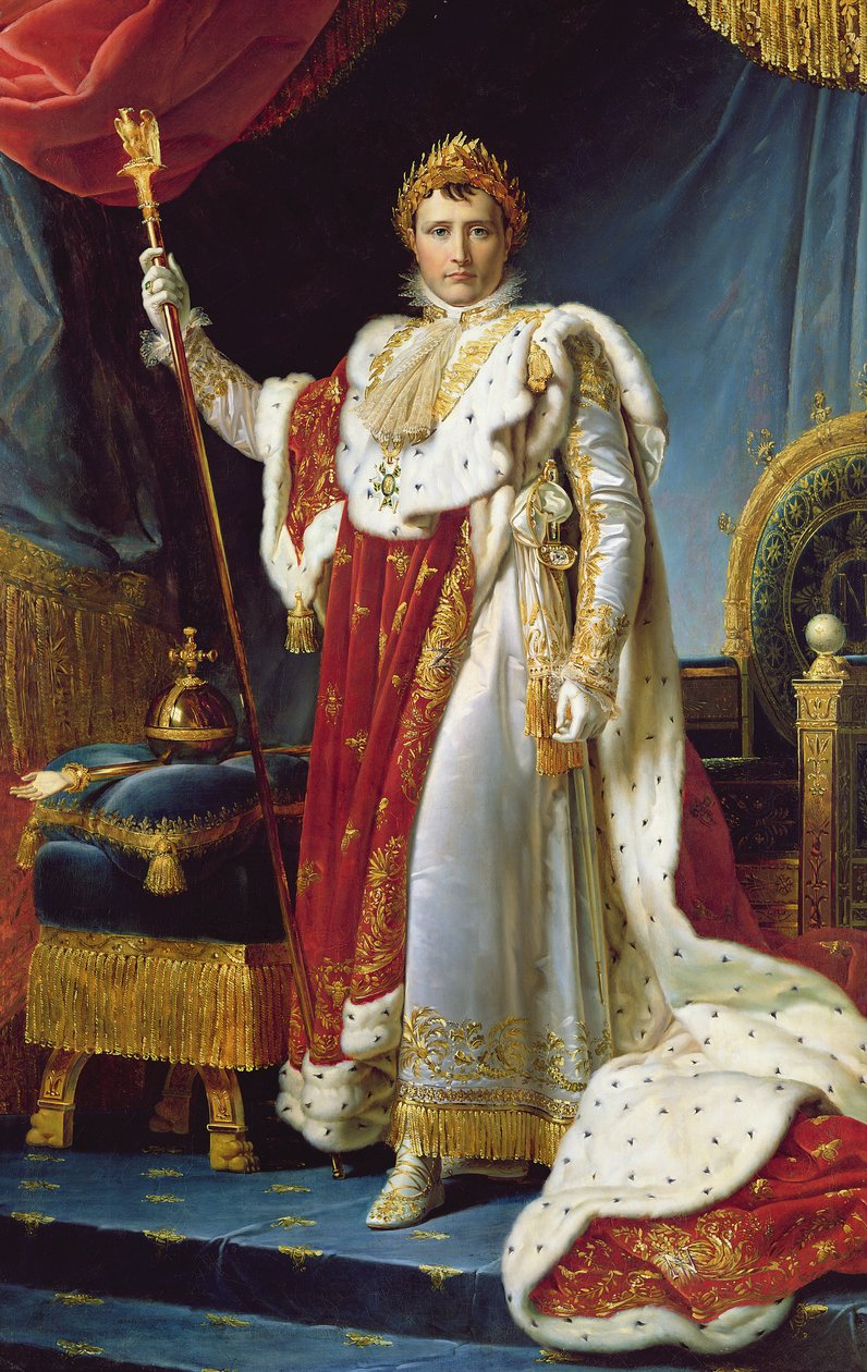 Napoleão I em seu manto de coroação, c.1804, de Baron François Pascal Simon Gérard