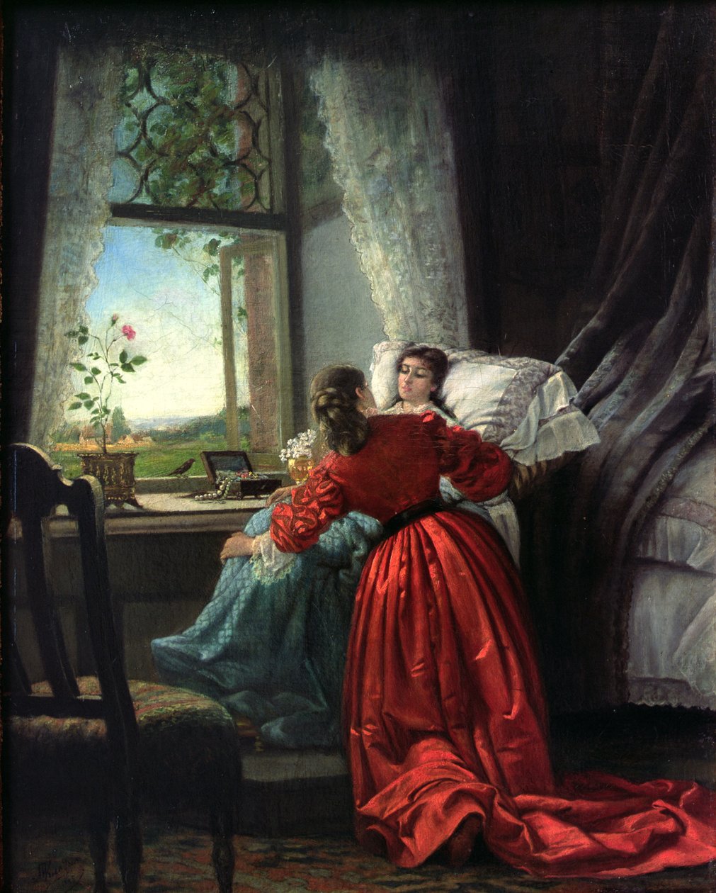 Ao lado de uma mulher doente de Mikhail Konstantinovich Klodt