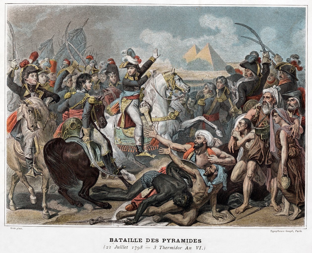Batalha das Pirâmides: Napoleão Bonaparte no Egito em 1798 (gravura) de Baron Antoine Jean (after) Gros