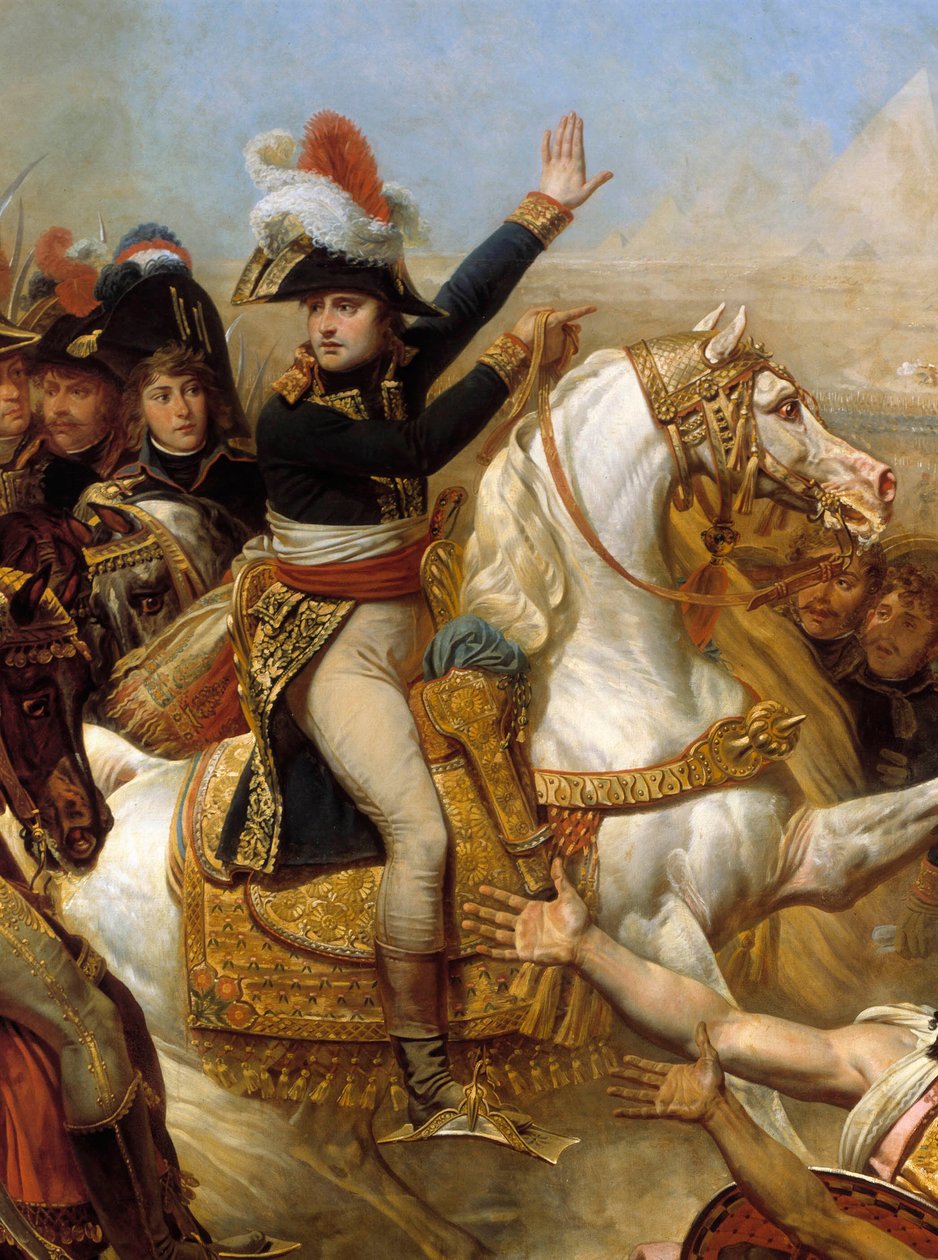 Campanha (Expedição) do Egito (1798-1801): "Napoleão Bonaparte Haranguing the army before the Battle of the Pyramids", 21 de julho de Baron Antoine Jean Gros