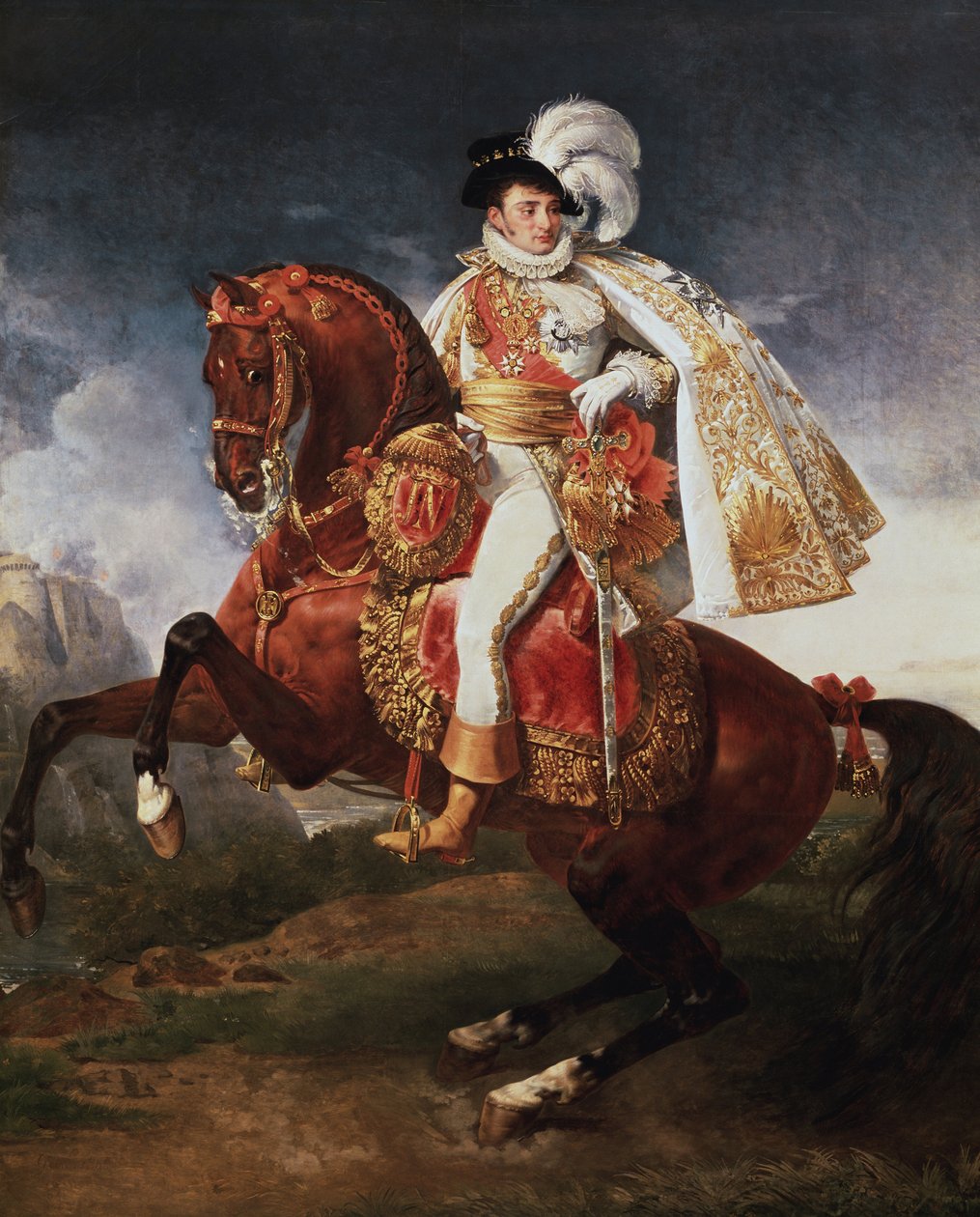 Retrato equestre de Jerome Bonaparte, Rei de Vestefália (óleo sobre tela de Baron Antoine Jean Gros