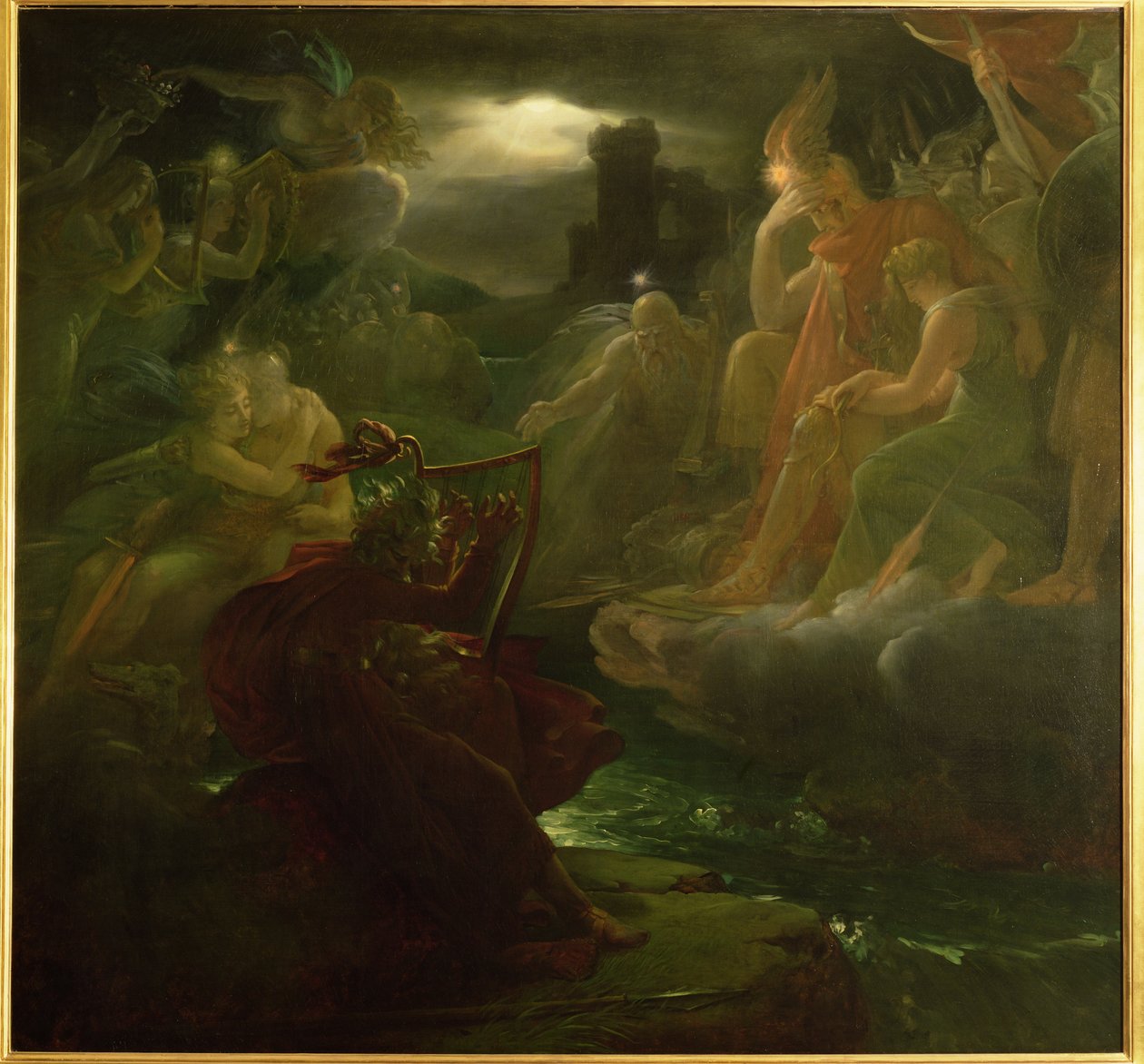 Ossian Conjurando os Espíritos nas Margens do Rio Lora com o Som de sua Harpa, 1801 de Baron François Pascal Simon Gérard