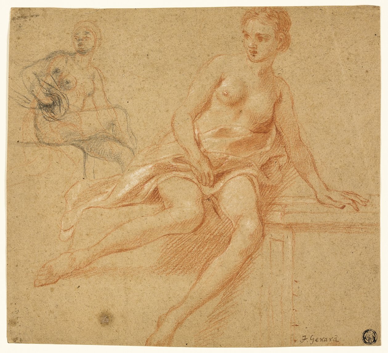 Dois esboços de nu feminino sentado de Baron François Pascal Simon Gérard