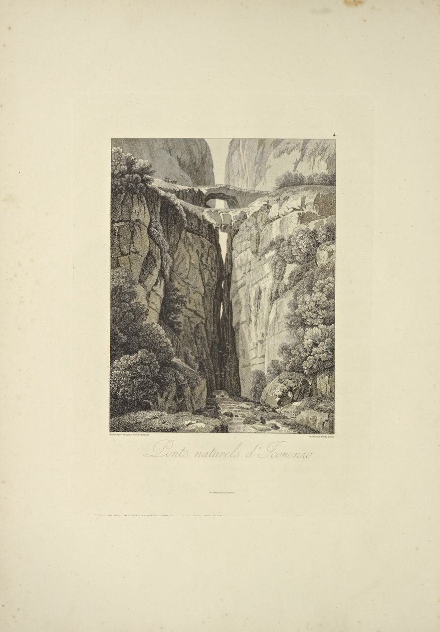 Pontes naturais de Icononzo, ilustração de "Vistas da Cordilheira e Monumens dos Povos Indígenas da América" por Alexander von Humboldt e Aime Bonpland, 1813 de Baron Friedrich Alexander von Humboldt